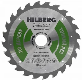 Фото товара «Диск пильный Hilberg Industrial Дерево 190х30 мм 24T тонкий рез»