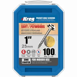 Фото товара «Шурупы оцинкованные с крупным шагом Kreg Maxi-Lock 1" 25 мм (100 шт)»